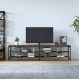 TV Cabinet Smoked Oak 200x30x50 cm Engineered Wood and Metal 826761