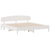 Bed Frame without Mattress White 200x200 cm Solid Wood Pine 3207194