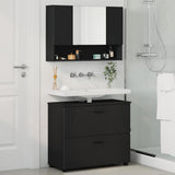 Bathroom Furniture Set 2 pcs Black Engineered Wood and Metal 3393014
