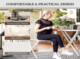 3 Pieces Outdoor Bistro Set, Glass Top Outdoor Table and 2 Folding Chairs with Protecting Feet, T3398P328516