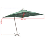 ZNTS Hanging Garden Parasol 300x300 cm Green Aluminium Pole 42973