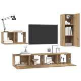 TV Cabinet Set with Drawer 4 pcs Artisan Oak Engineered Wood 3393263