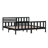 3101177 Bed Frame without Mattress Black Solid Wood 200x200 cm