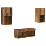 TV Wall Cabinets Wall-mounted 4 pcs Old Wood Engineered Wood 3402914