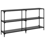 Console Table with Black Glass Top 158.5x30x81 cm Steel 846033