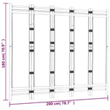 Folding 5-Panel Room Divider 200 cm Bamboo and Canvas 350629