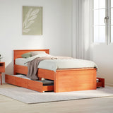 Bed Frame without Mattress with Headboard Wax Brown 100x200 cm Solid Wood Pine 3308773