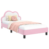 Children's Bed Frame with Headboard Pink 90 x 190 cm PU 42011181