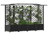 Raised Bed with Trellis and Roof Black 204 x 40 x 141 cm PP 42032538