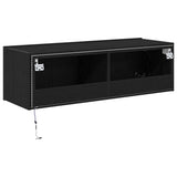 TV Wall Cabinet with LED 2 pcs Black Oak 100 x 35 x 31 cm 863112