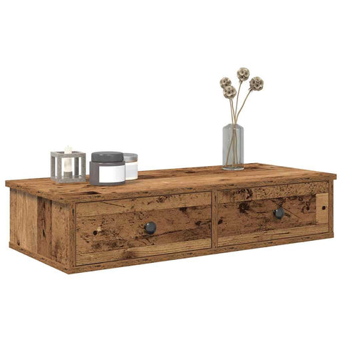 ZNTS Wall Shelf with Drawers Old Wood 80x31x17 cm Engineered Wood 859957