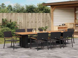 Garden Dining Set 9 pcs Black Poly Rattan 3365420