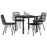 Garden Dining Set 5 pcs Black Powder-Coated Steel 3379199