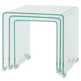 Three Piece Nesting Table Set Tempered Glass Clear 244190