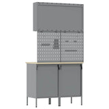 Work Cabinet with Drawer 5 pcs Black Engineered Wood and Steel 3321416