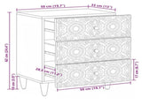Bed cabinet with Drawer White 50 x 33 x 60 cm Solid Mango Wood 4018377