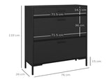 Three Drawer Slim Shoe Storage Cabinet, 12 Shoe Pairs - Black T3398P328264