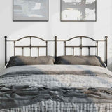 Headboard Black Powder-coated Steel Double Bed Durable 353475