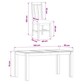 Dining Set 5 pcs Black Solid Oak Wood 3430355