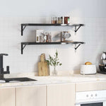 Wall Shelves 2 pcs 100x30x3 cm Black Stainless Steel 30288