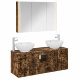 Bathroom Cabinet Set 4 pcs Smoked Oak Engineered Wood 3406507