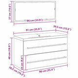 Bathroom Sink Cabinet with Drawer Wall-mounted 3 pcs Black Oak 3333134