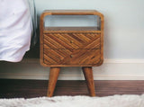 Solid Wood Mini Lille Curved Bedside, 2 Drawers & 1 open Slot, Brown B2743P456252