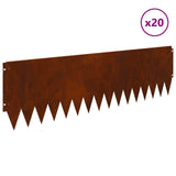 Lawn Edging 20 pcs 103 x 30 cm Steel Rusty 8008419