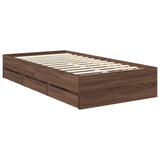 Bed Frame with Drawer Brown Oak 100 x 200 cm Engineer Wood 3411151