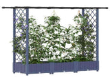 Raised Bed with Trellis and Roof Grey 164 x 40 x 123 cm PP 42032564