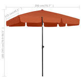 314732 Beach Parasol Terracotta 200x125 cm