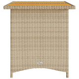 Garden Table with Wooden Top Beige 110x68x70 cm Poly Rattan 366357