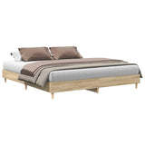 Bed Frame Sonoma oak Engineered wood, solid eucalyptus wood Double 3328701