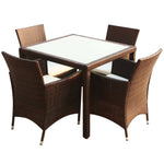 5 Piece Outdoor Dining Set with Cushions Poly Rattan Brown 43129