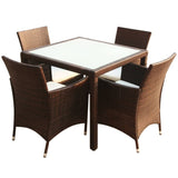 5 Piece Outdoor Dining Set with Cushions Poly Rattan Brown 43129