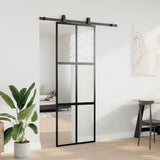 Sliding Door with Hardware Set Black 76x205 cm Tempered Glass 3375915