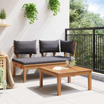 Garden Bench 2 pcs Brown Solid Teak wood 42006399