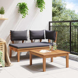 Garden Bench 2 pcs Brown Solid Teak wood 42006399