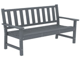 2 Seater Plastic Garden Bench, Outdoor Patio Bench with Armrest and Backrest, Weatherproof Outdoor T3398P553262