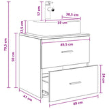 Wall-Mounted Sink Vanity Smoked Oak 49.5 x 41 x 62.5 cm 890282