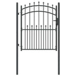 Fence Gate with Spikes Grey 150 x 100 cm Powder-coated steel 42009004