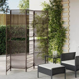 Room Divider 4 Panels Brown Poly Rattan 365377