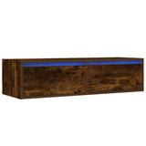TV Cabinet with LED Lights Smoked Oak 100X35.5x25 cm 860242