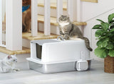 Stainless Steel Cat Litter Box with Removable Lid, Scoop, Filter Bags, for Larger Cats, White T3398P376114