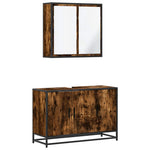 ZNTS 2 Piece Bathroom Furniture Set Smoked Oak Engineered Wood 3300892