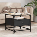 Coffee Table with Glass Top Black 50x50x45 cm Steel 846049