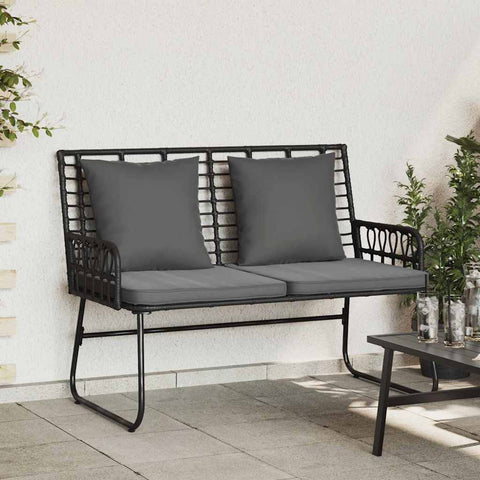 Garden Bench Black and Anthracite Poly rattan, steel 42010351