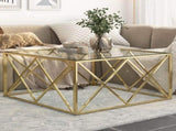 Coffee Table Gold Stainless Steel and Tempered Glass 349978