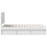 Bed Frame with Headboard White 100 x 200 cm Solid Pine Wood 3412524