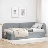 Corner Bed Frame with Headboard Light Grey 90 x 190 cm Fabric 42016487